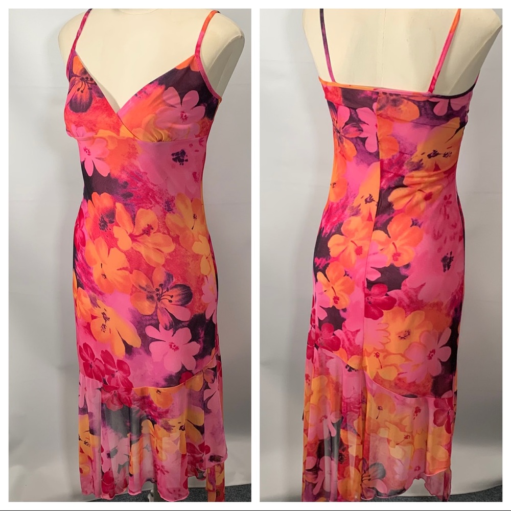 Trixxi Gadzooks 90’s Y2K Pink‎ Floral Strappy Dress